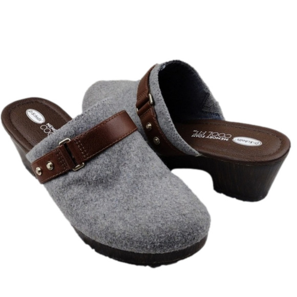 Dr. Scholl's Shoes - Dr. Scholl's Jessa Memory Foam Cool Fit Gray Wool Blend Upper Slip-On Clog Shoe
